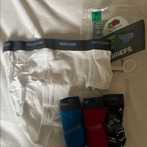 Fruit of the Loom Kids' White, Red, and Black Briefs Set 4 pairs